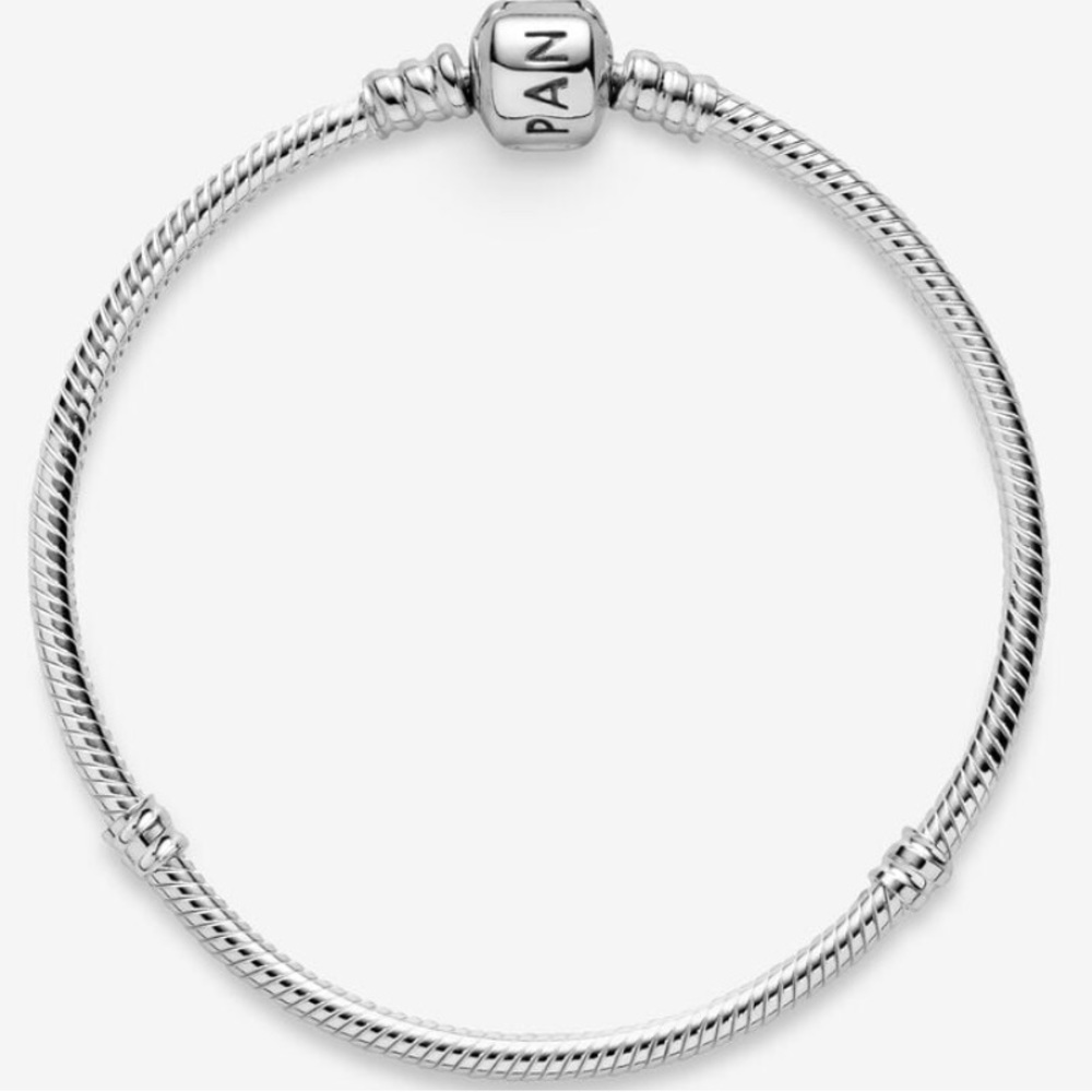 ✨Pandora✨Moments Sterling Silver Snake Chain Bracelet with Charms and Clips - Picture 10 of 15